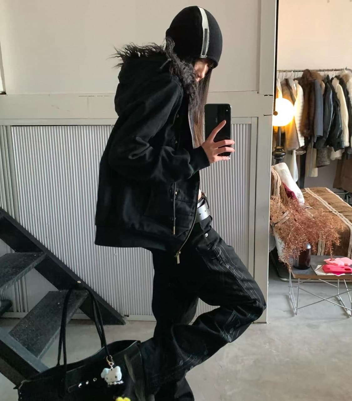 빈티지 일본 중국 나폴레옹 스터드 자켓 퍼 후드집업 아우터 상품이미지1