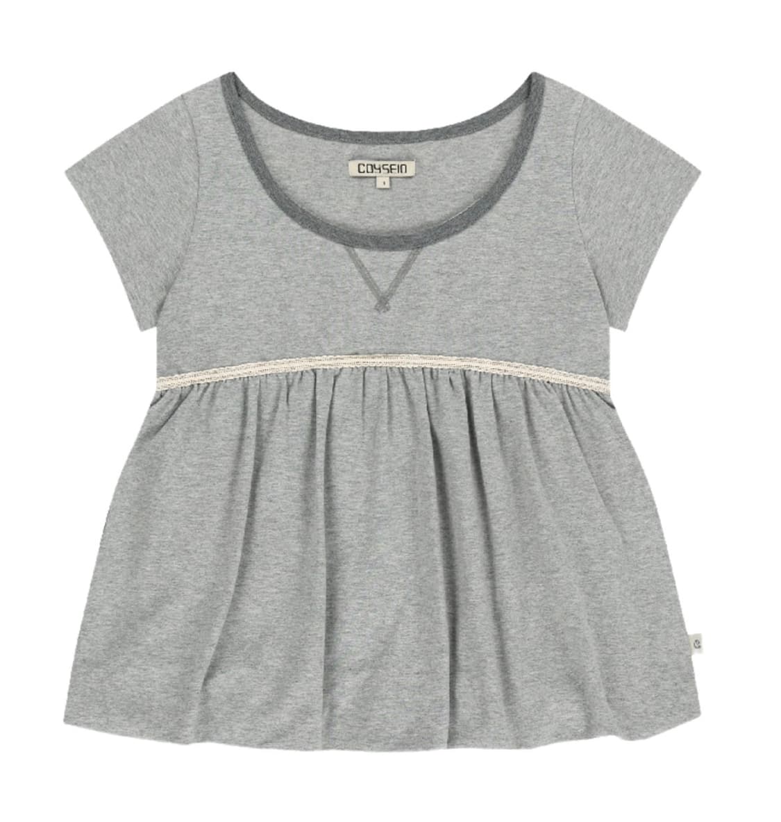 (1 2) 코이세이오 레이스 벌룬 티셔츠 멜란지 그레이 상품이미지1