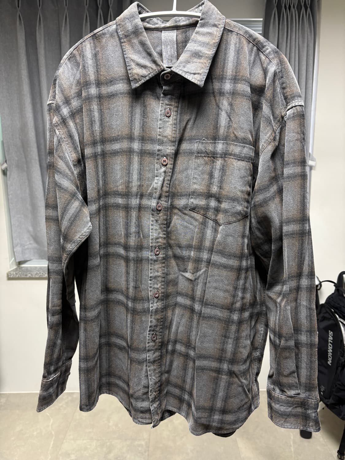 [M] 코프위 피그먼트 가이아 체크 셔츠 (다크그레이) 상품이미지2