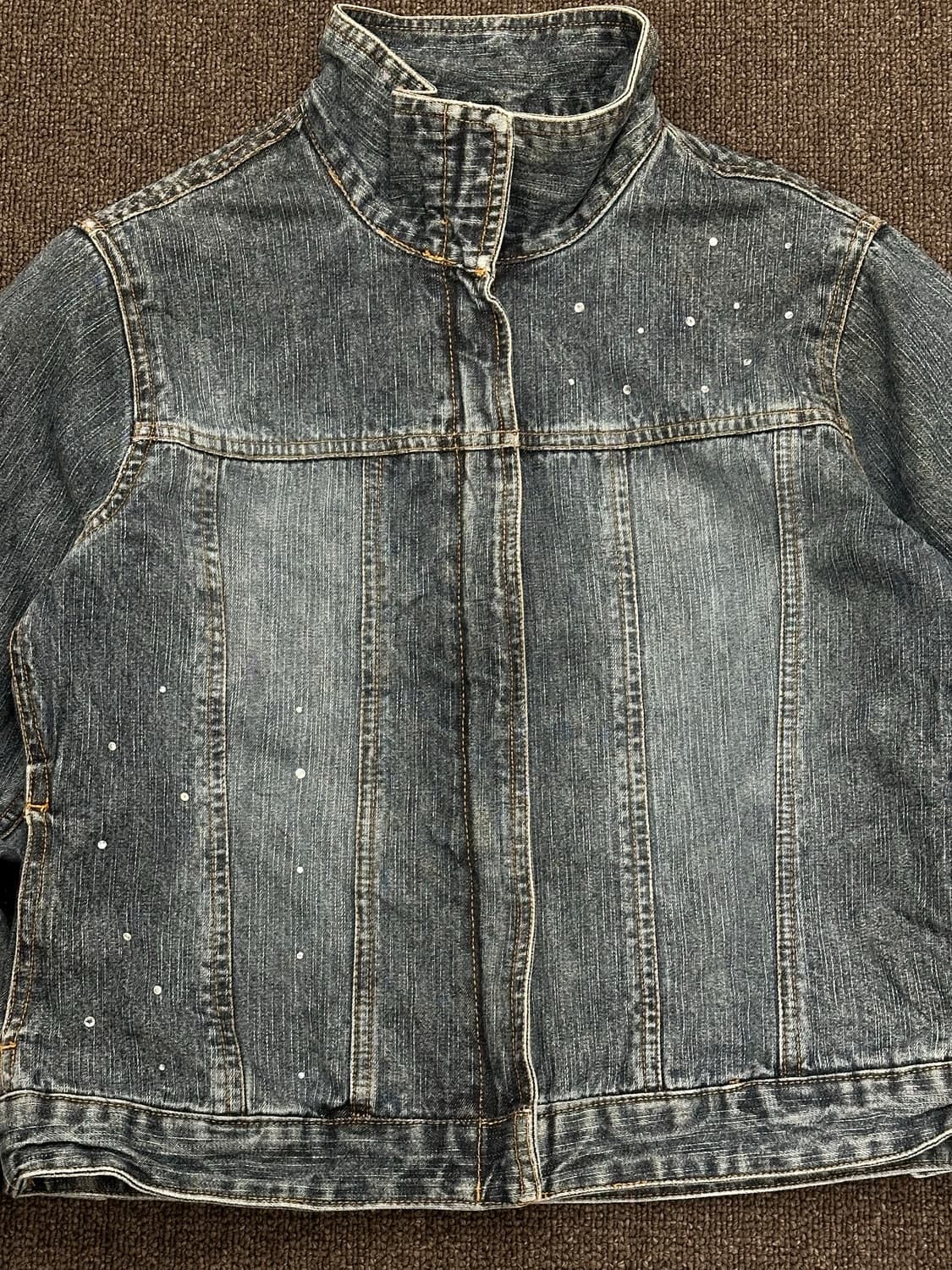 L)Avarice 빈티지 여성 비즈 디테일 데님 집업 자켓 상품이미지2