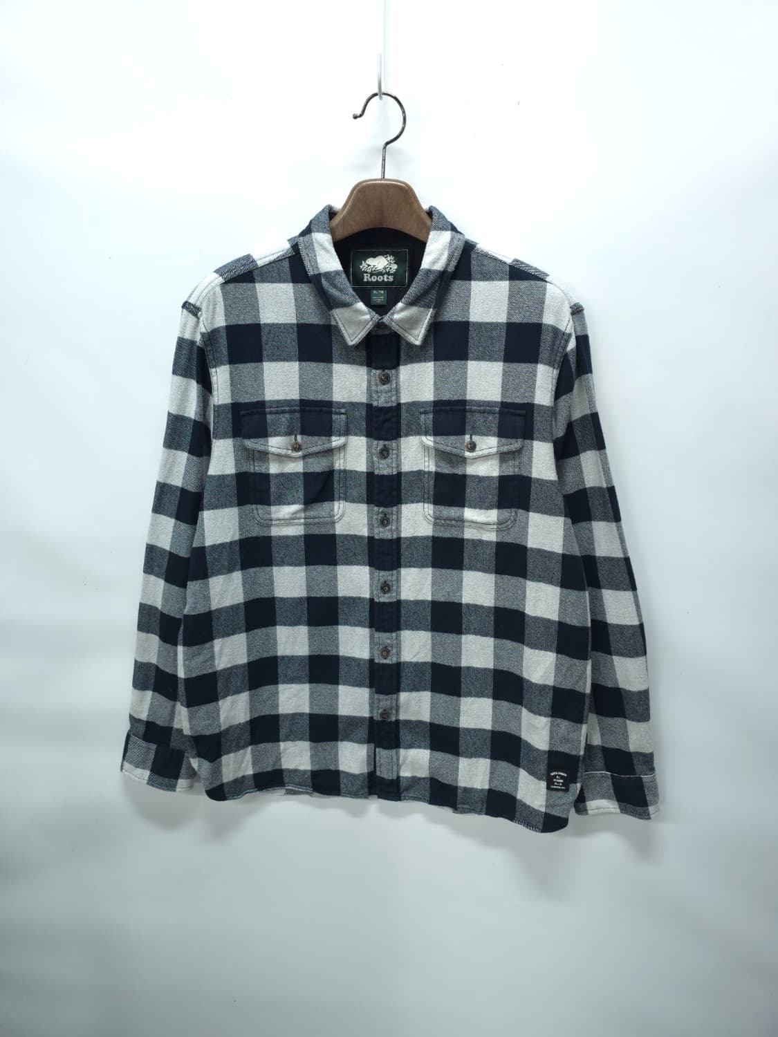 Roots(루츠) 블랙/화이트 체크 셔츠 XL 상품이미지1