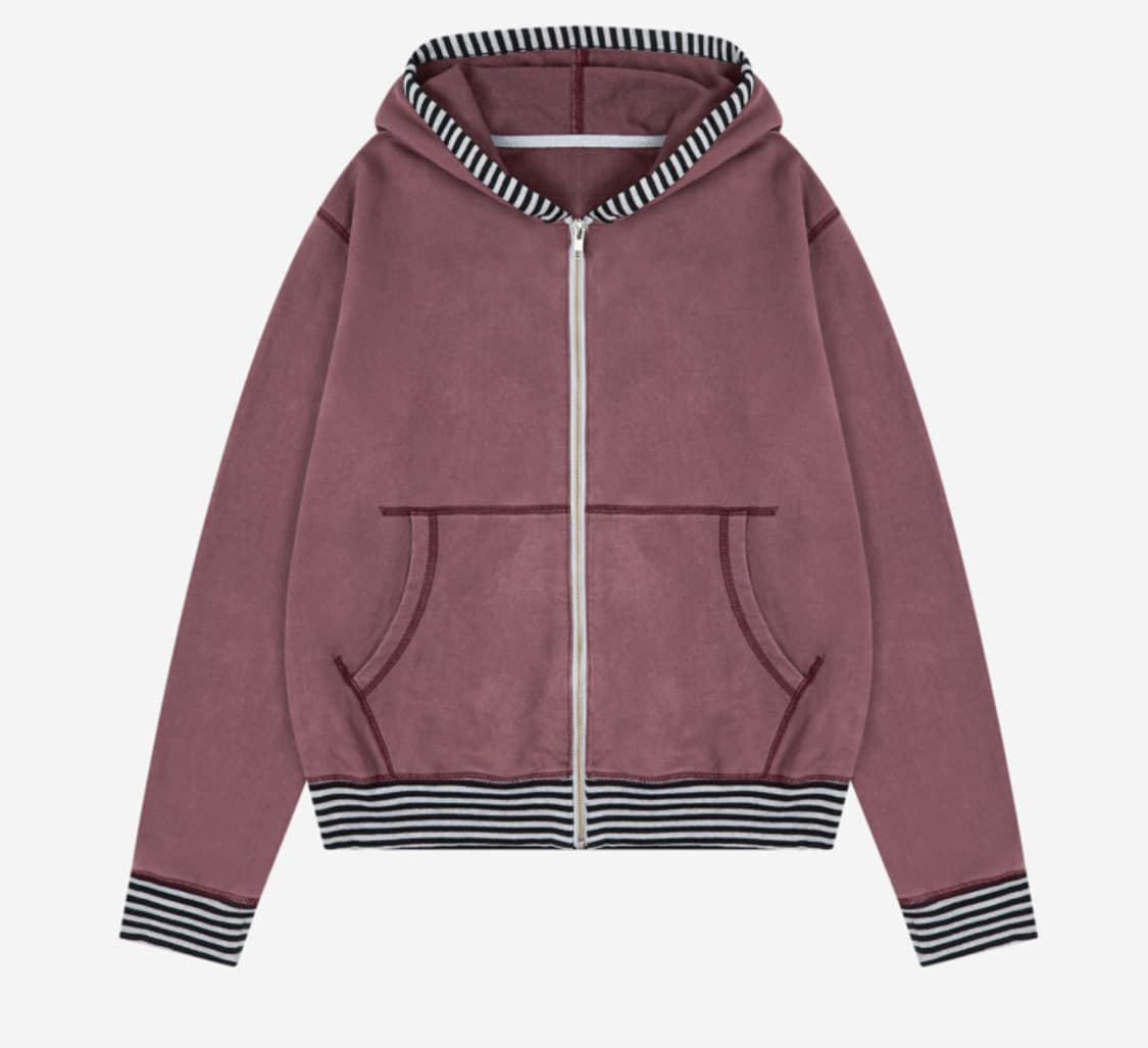 STRIPE POINT WASHING HOODIE ZIPUP (BURGU 상품이미지1