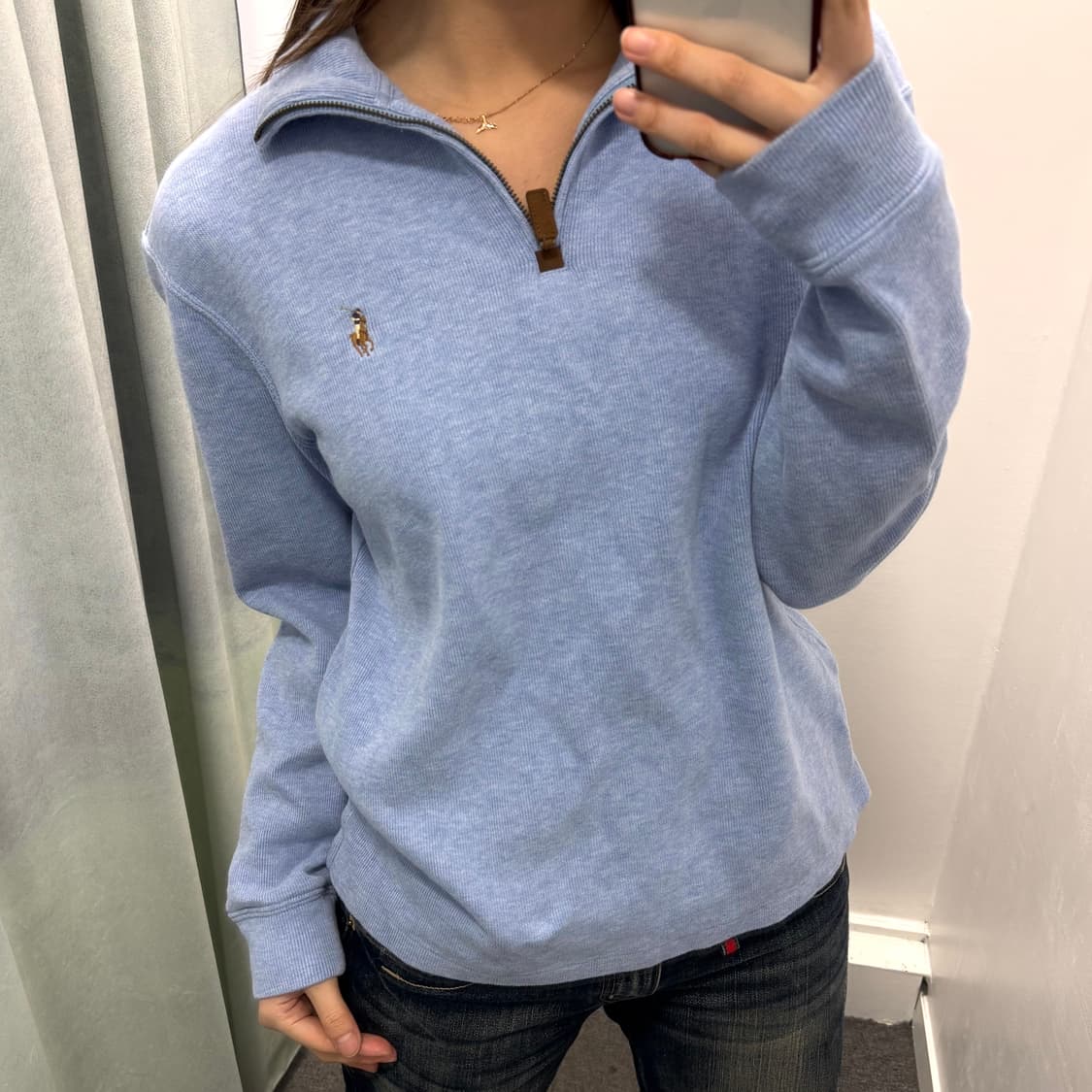 폴로 블루 반집업 니트 상품이미지2