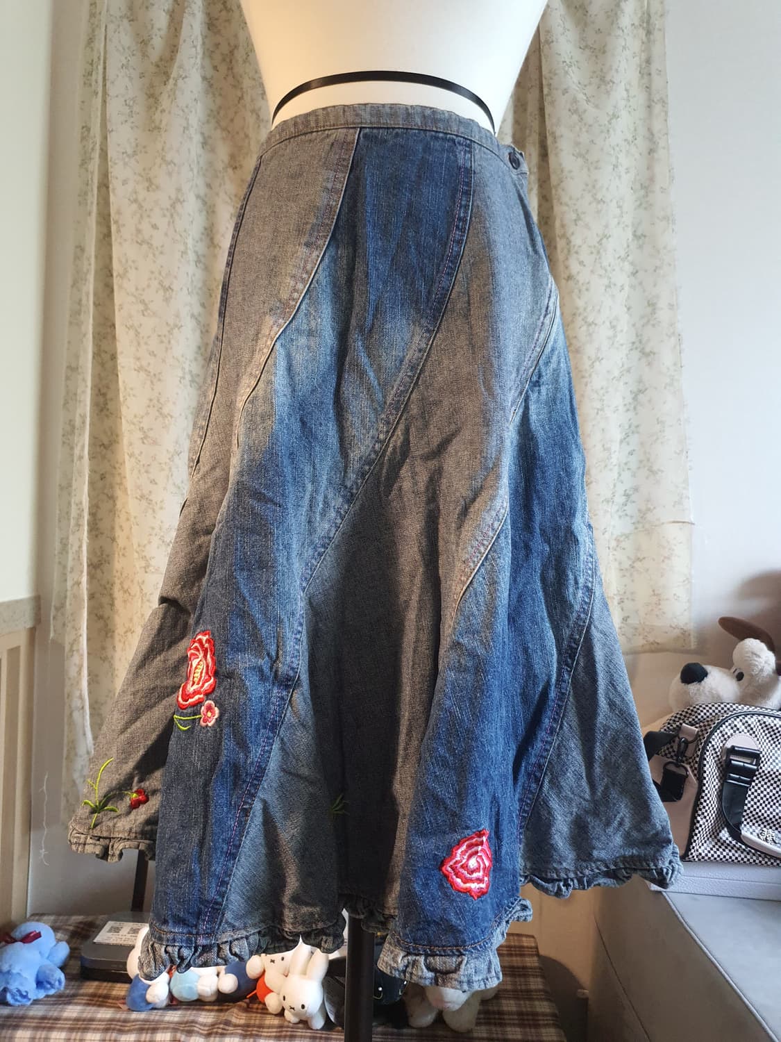 [빈티지] 패치워크 데님 자수 스커트 청치마 상품이미지1