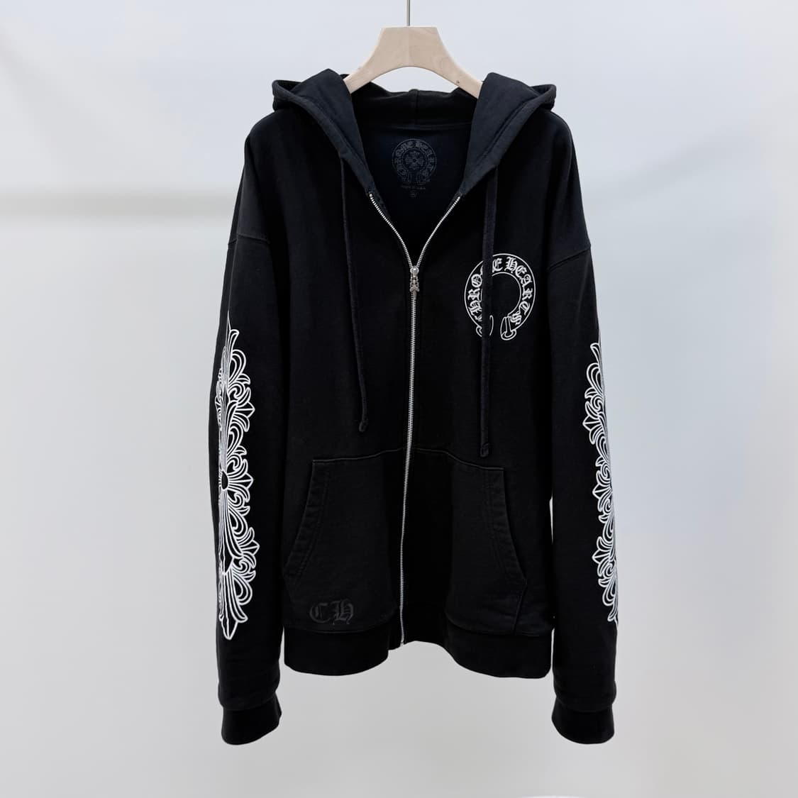 [S급/XL] 크롬하츠 홀스슈 플로랄 헤비웨이트 퍽유 후드집업 상품이미지5