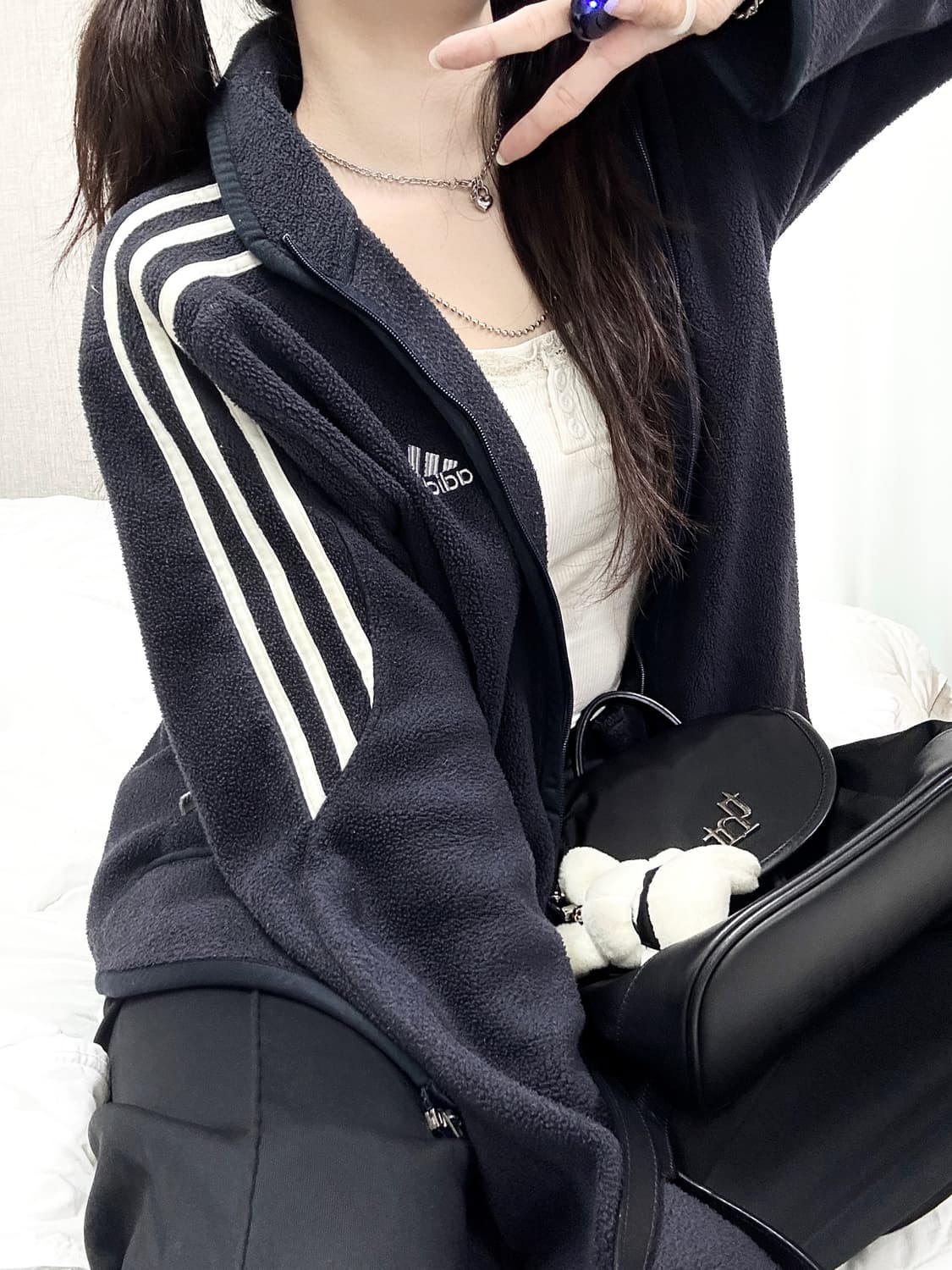 아디다스 자수로고 삼선 후리스 상품이미지3