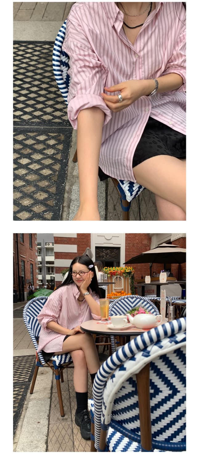 유이니 노아 스트라이프 셔츠 Noah stripe shirts 핑크 상품이미지2