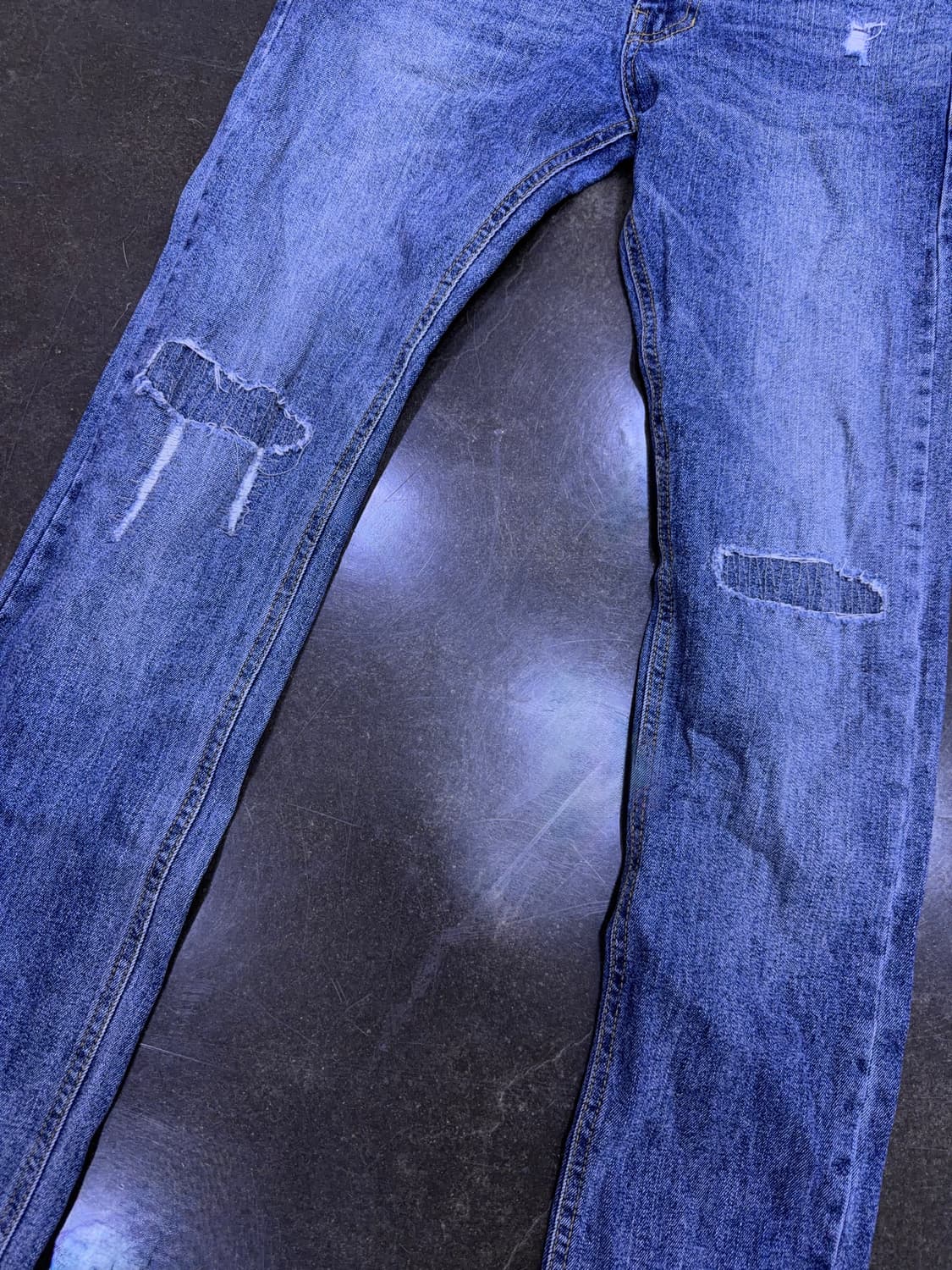 세인 슬림 스키니핏 빈티지 워싱 디스트로이드 데님팬츠 46 상품이미지6