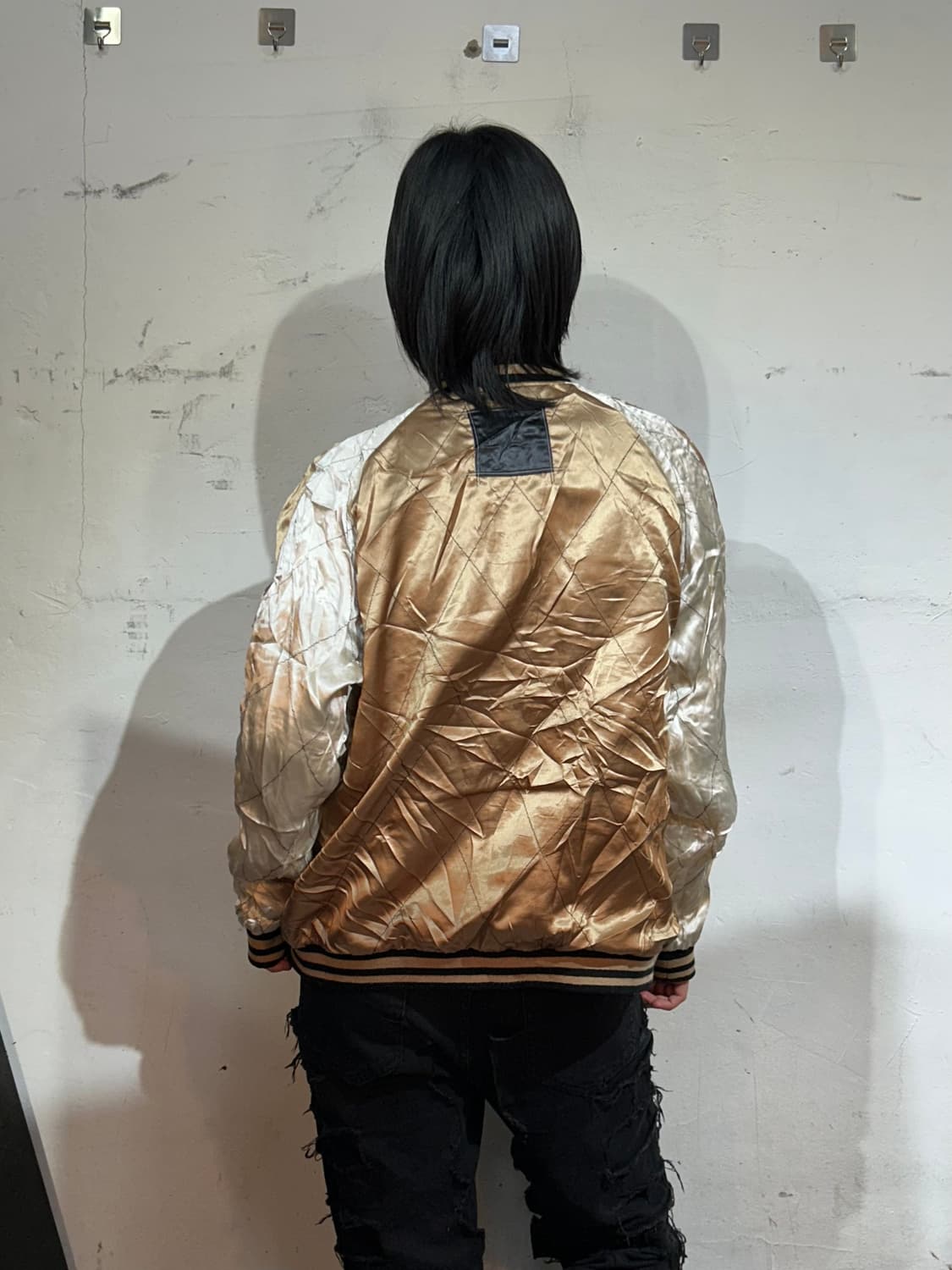 일본빈티지 양면 리버시블 후지산 자수 퀼팅 스카잔 수니베어 스카쟌 L 상품이미지3