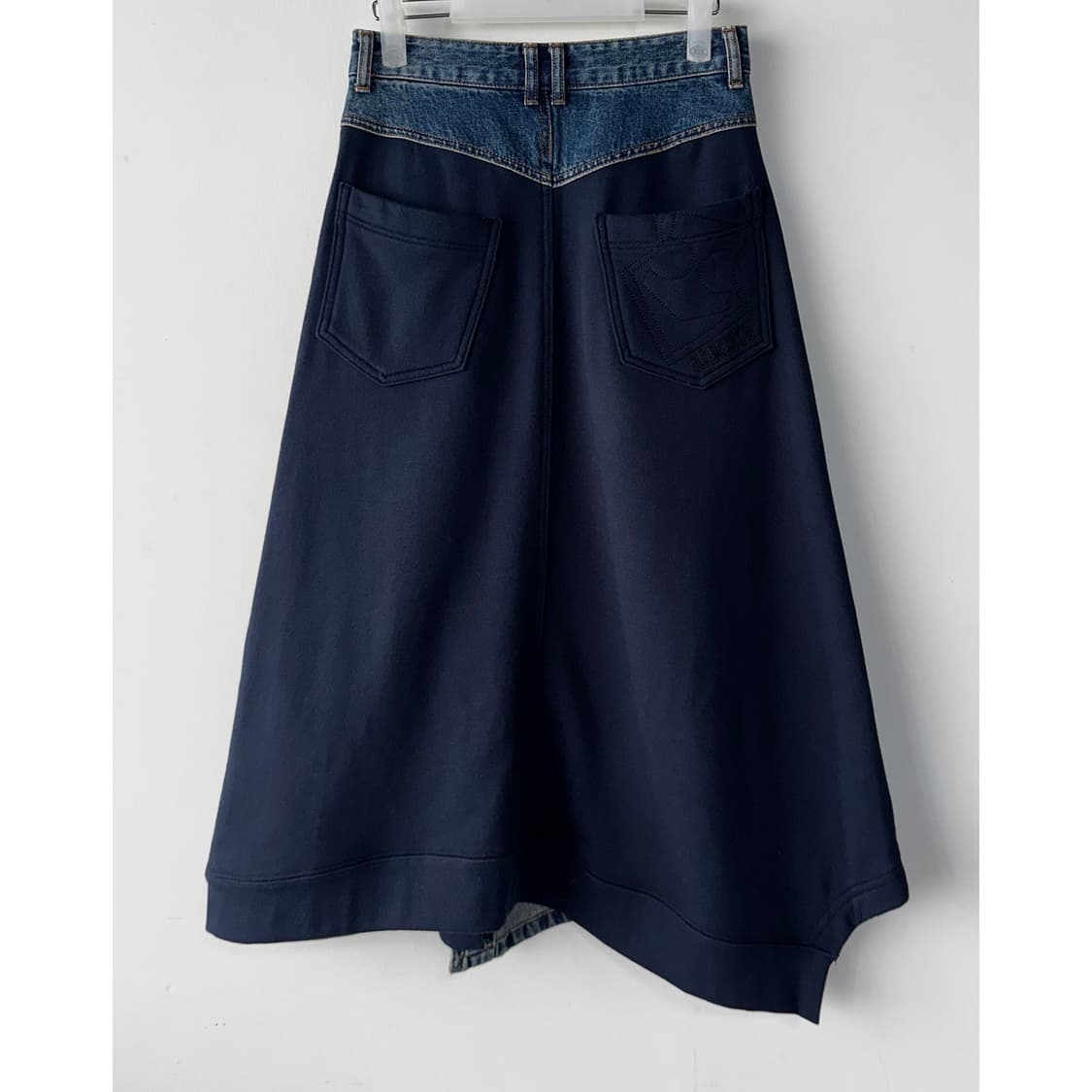 럭키슈에뜨 22 텍스처 블록 데님 스커트 상품이미지6