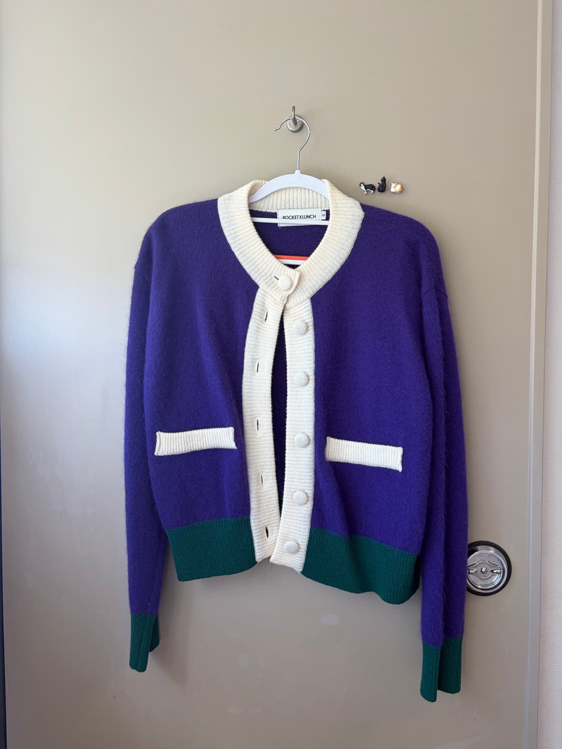 ROCKET X LUNCH 앙고라 배색 가디건 상품이미지3