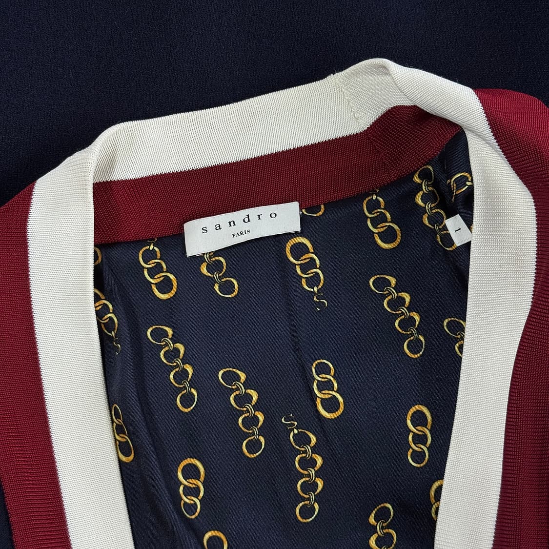 산드로 배색 니트 오픈 가디건 상품이미지3