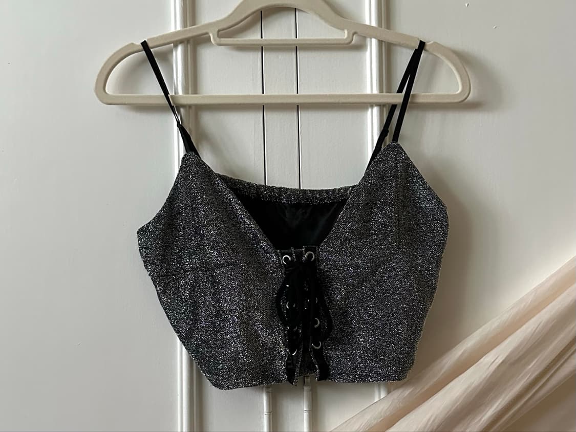 silver corset sleveless top  상품이미지5