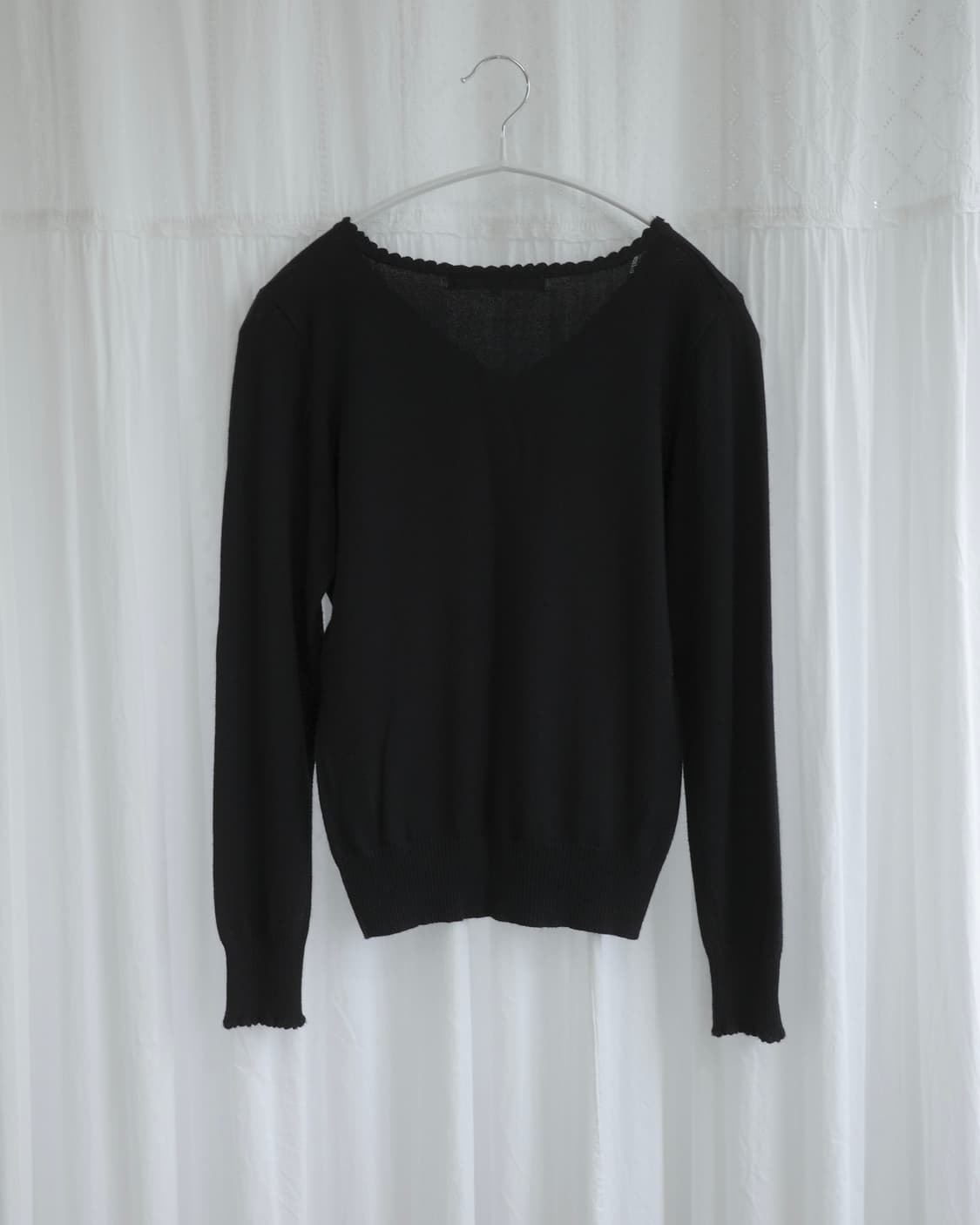 Ribbon lace black knit 상품이미지2