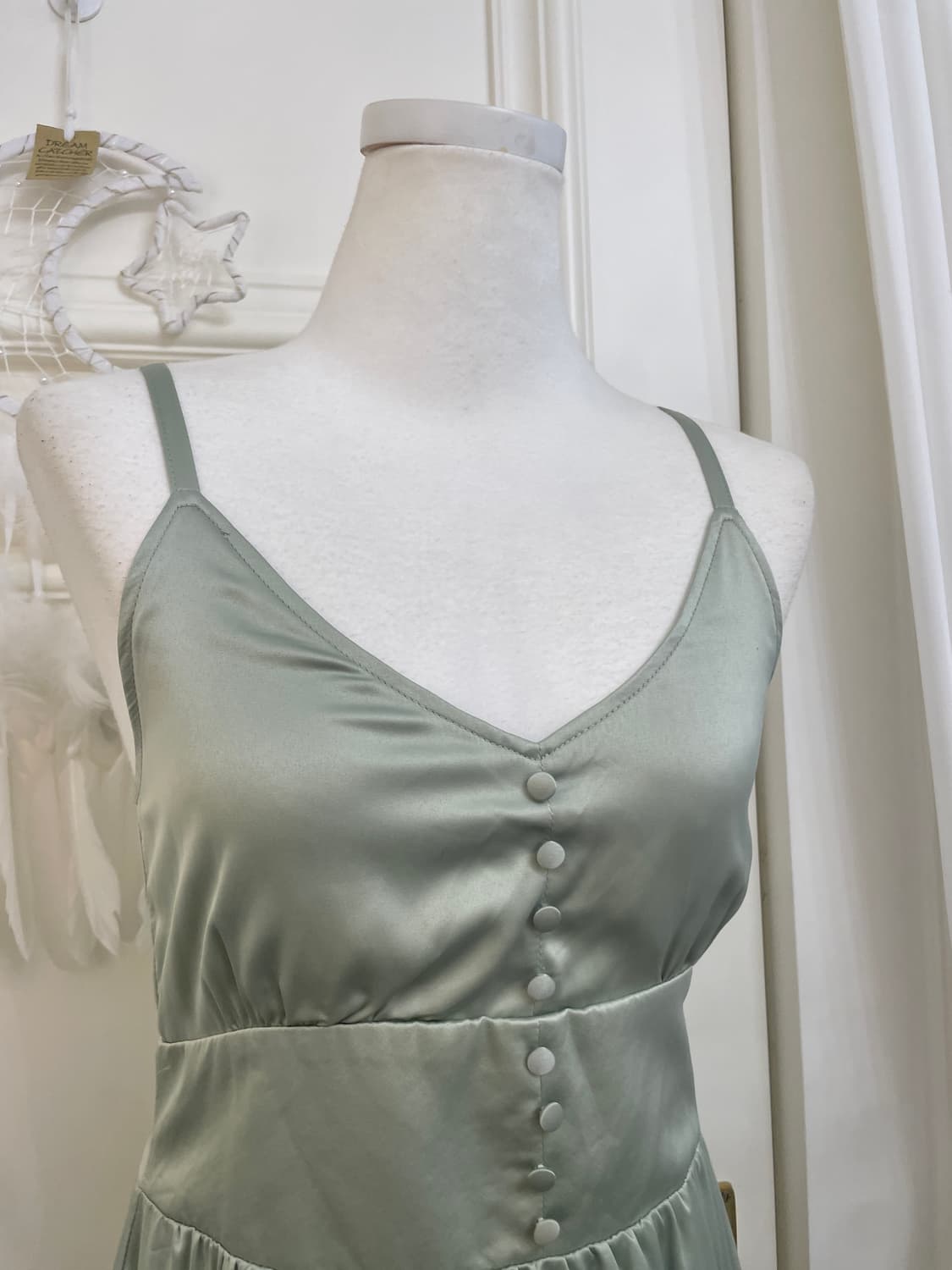 dark green satin lace slip opc(size-M) 상품이미지7