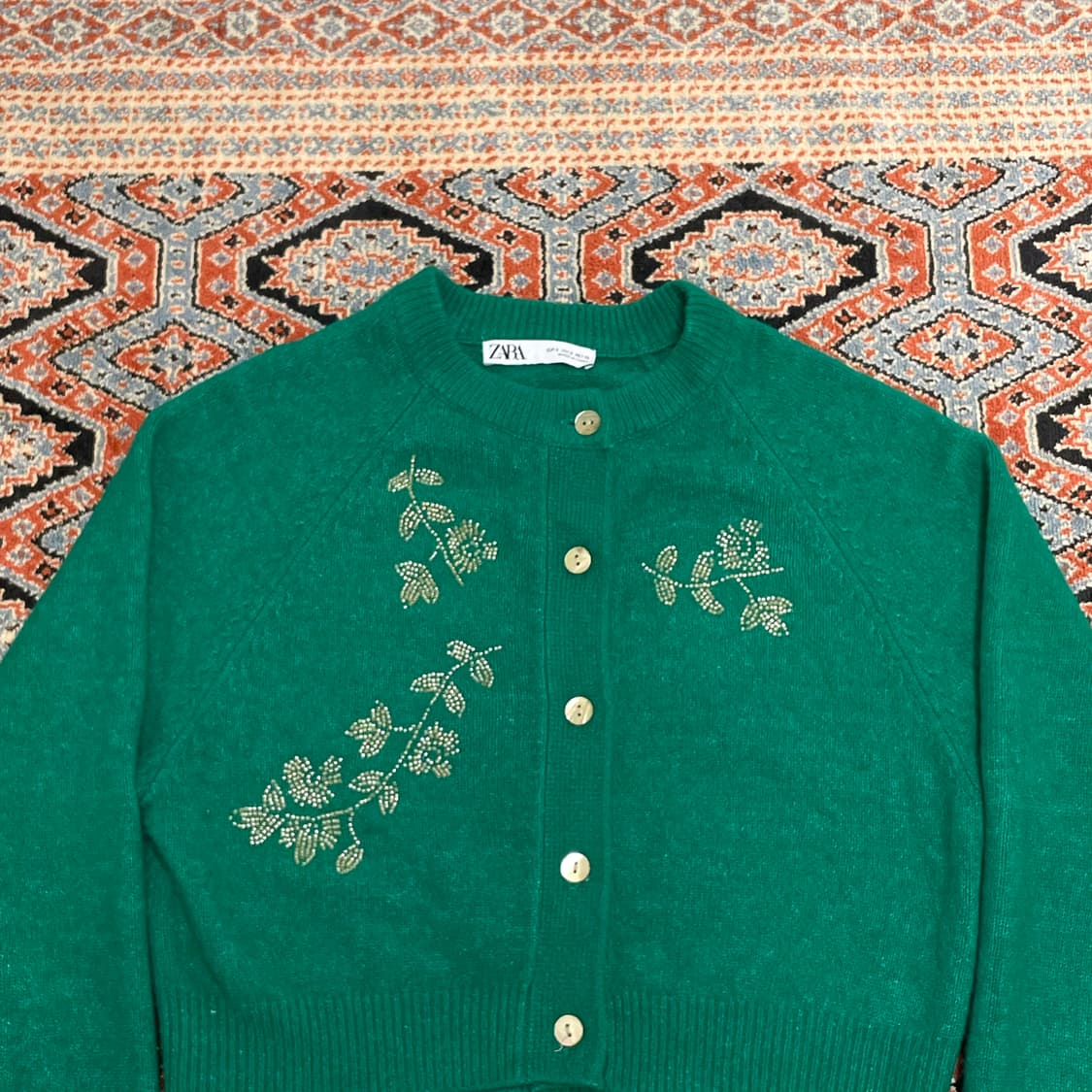 자라 자수 그린 가디건 여성S 상품이미지2
