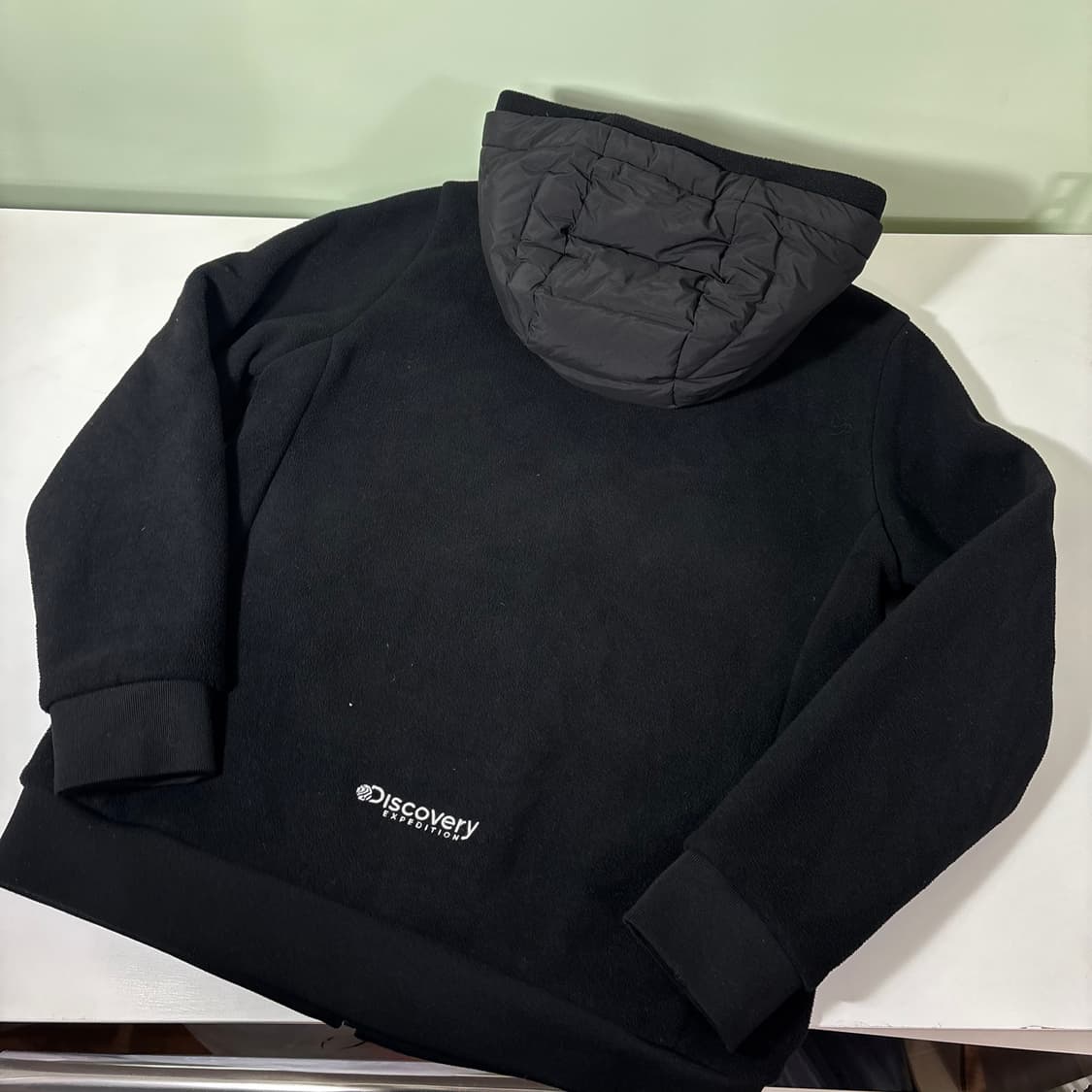 90 디스커버리 블랙 하이브리드 플리스 경량패딩 후드집업 상품이미지2