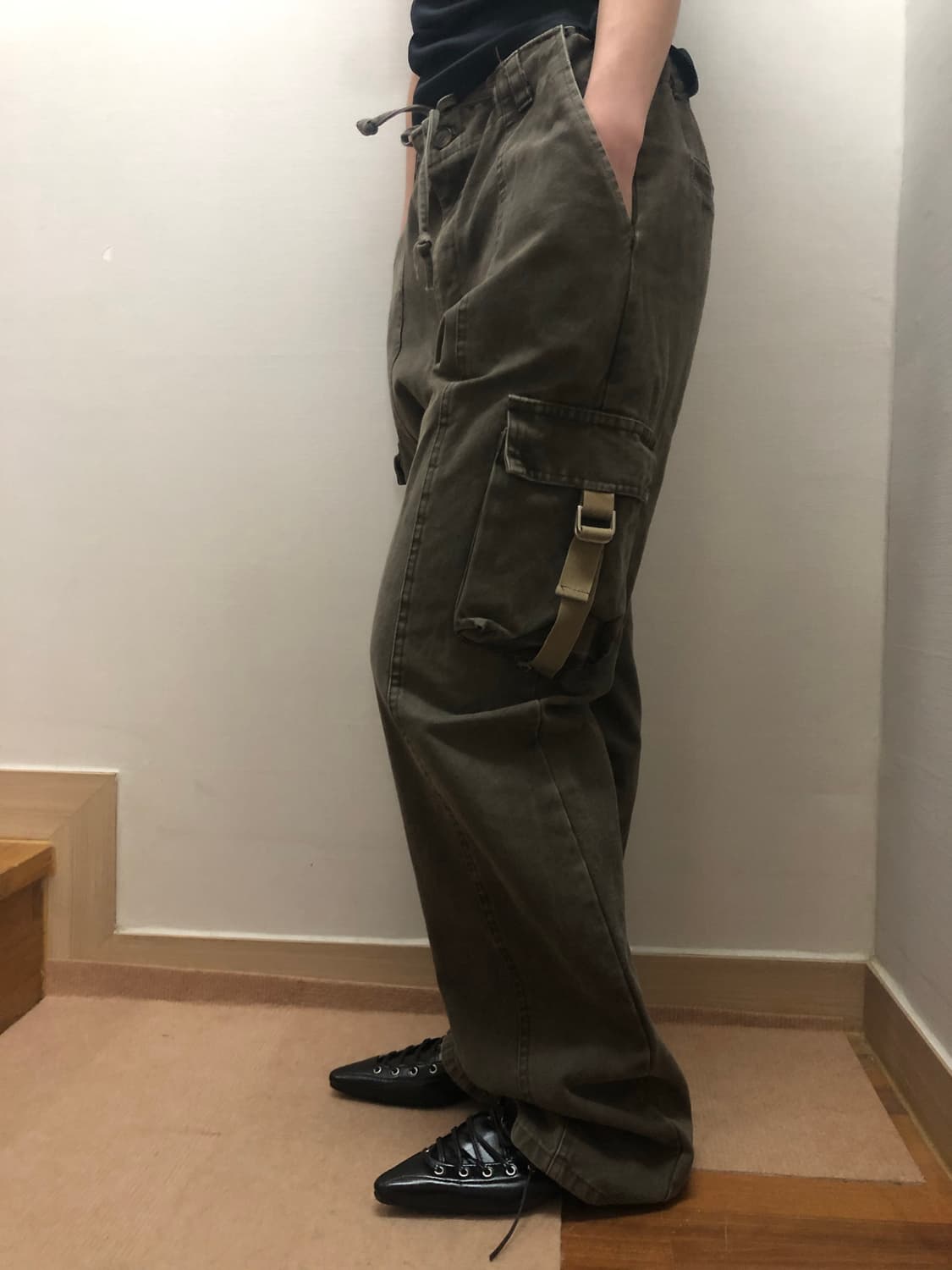 빈티지 카키 포켓  데님 워싱 팬츠 상품이미지6