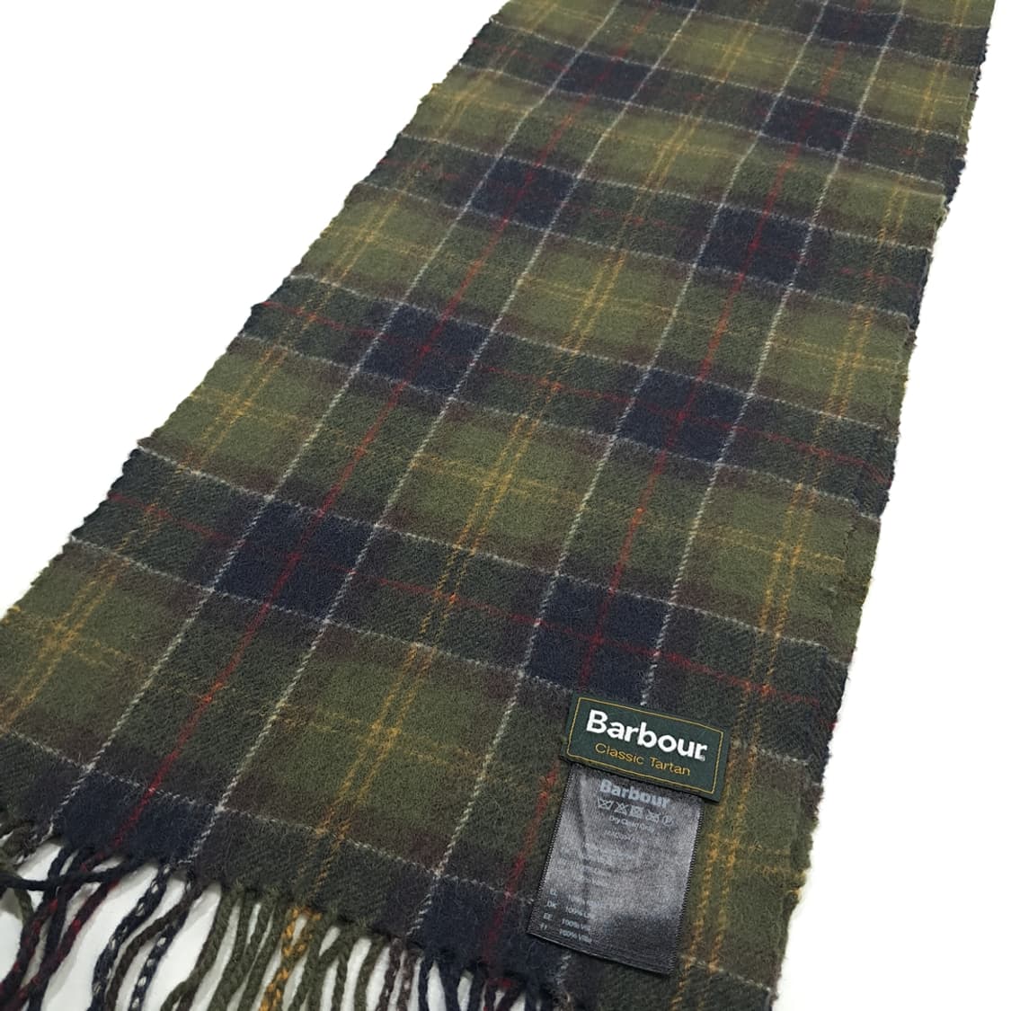 MX299 바버 올리브그린 클래식 타탄체크 램스울 목도리 머플러 상품이미지5