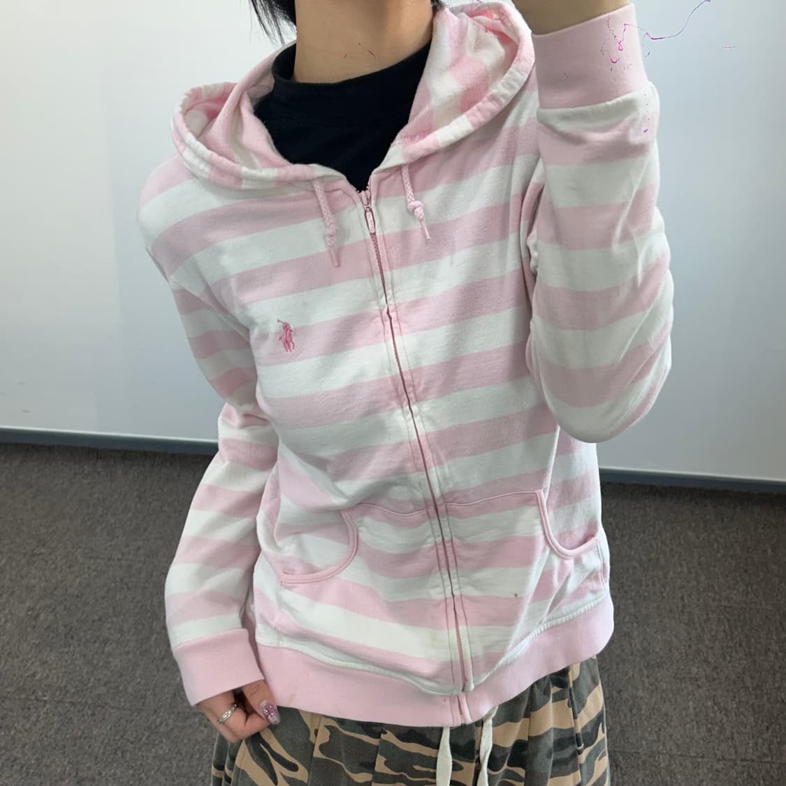 Polo 폴로 핑크포니 스트라이프 후드집업 상품이미지2