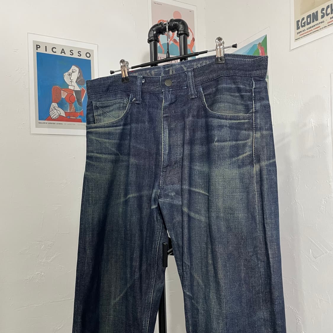 펑크 큐빅 진청 데님 팬츠 상품이미지4