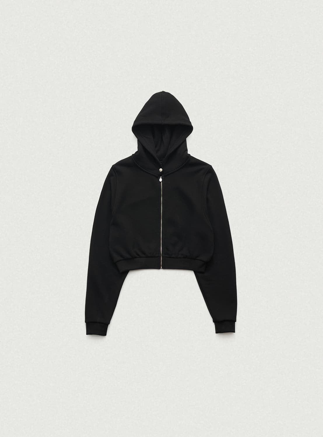 더바넷 스퀘어 라벨 코튼 후드집업 블랙 상품이미지1