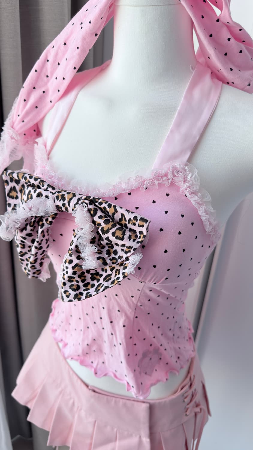 슈슈체리 레오파드프린세스탑 + 하트폴카 워머 세트 상품이미지5