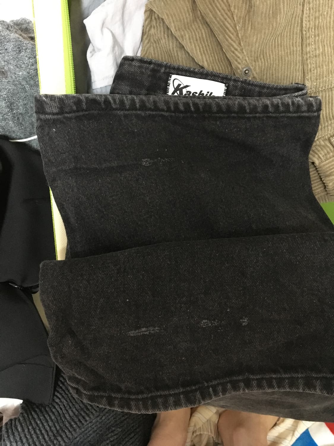 Washed Rivet Wide Jean Black 상품이미지4