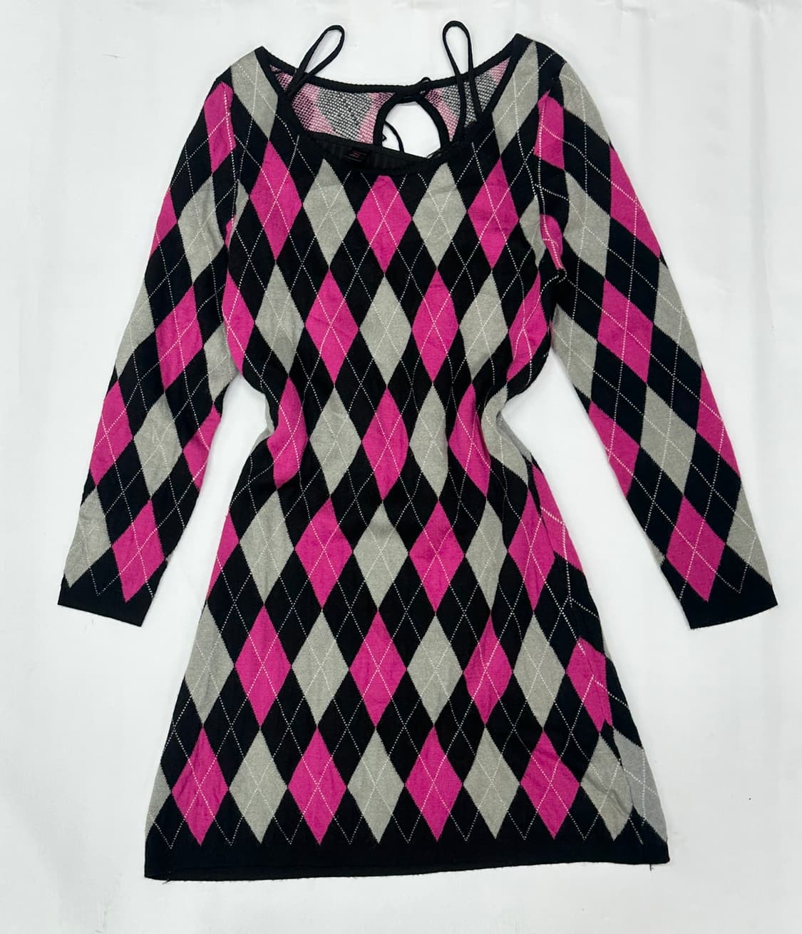 💓캐캐체 아무 아가일 니트 원피스 💓 레이어드 미니 핑크 패턴  상품이미지2