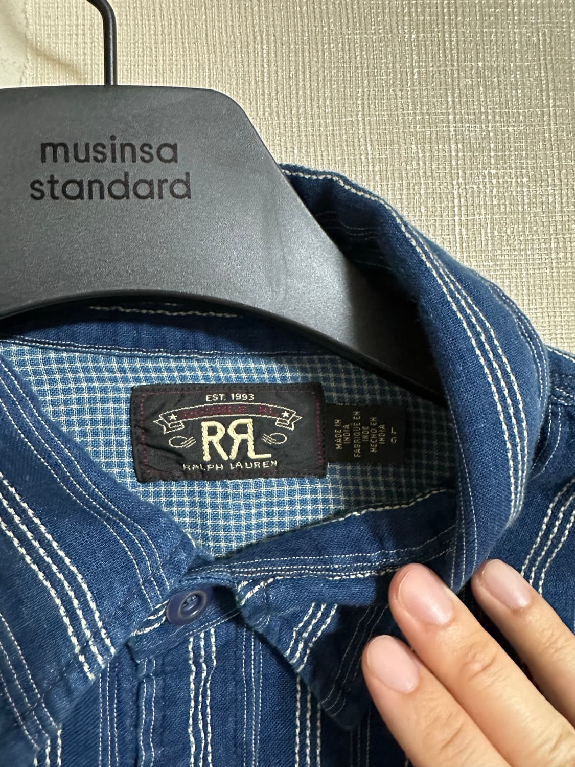 Rrl 인디고 스트라이프 워크 셔츠 L 상품이미지3