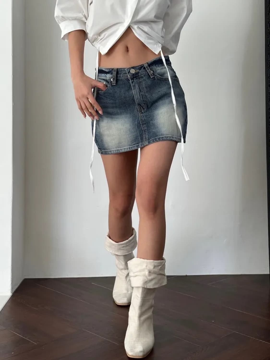 로우 데님 스커트 s  상품이미지2