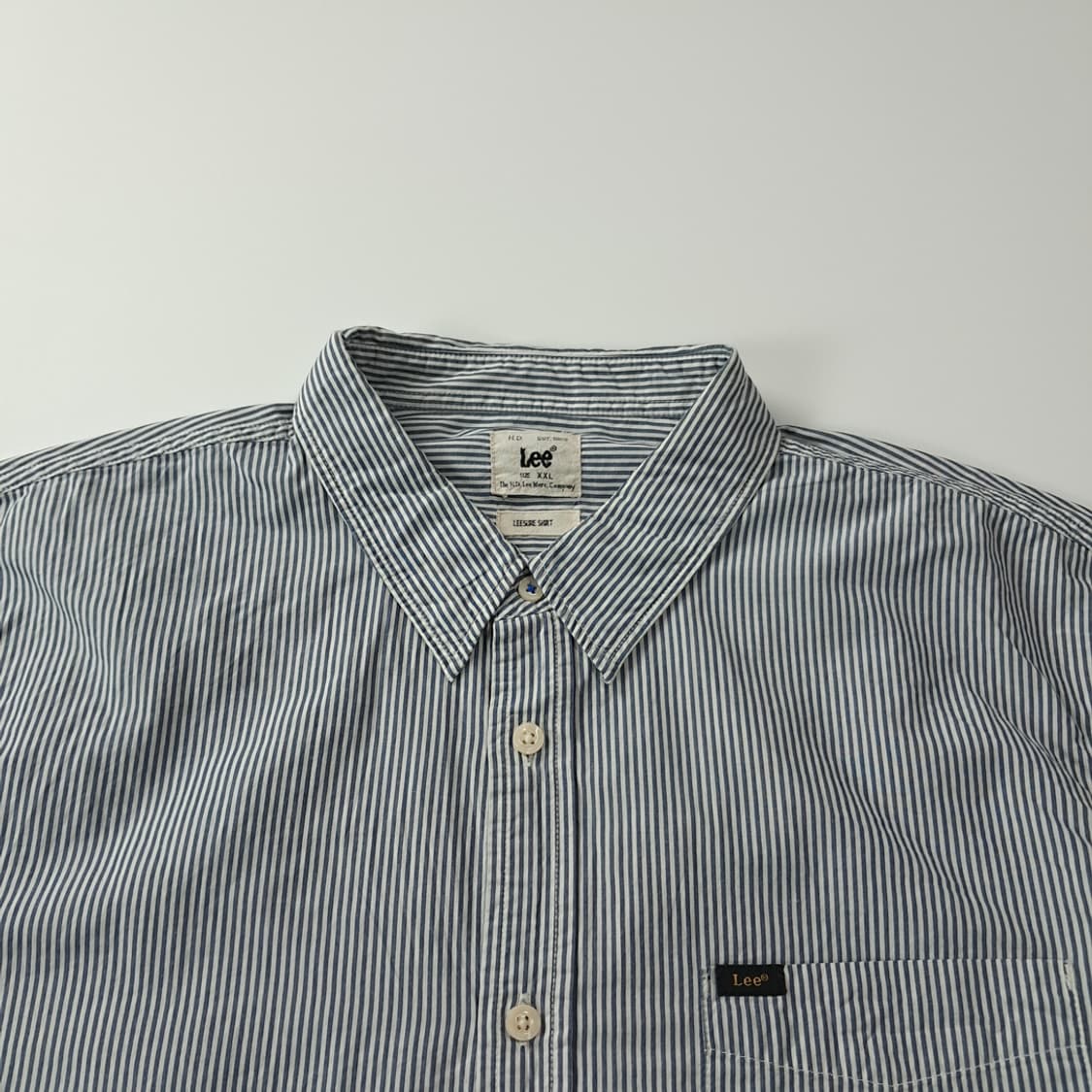 CK735 2XL 리 LEESURE 라인 블루 스트라이프 셔츠 남방 상품이미지2