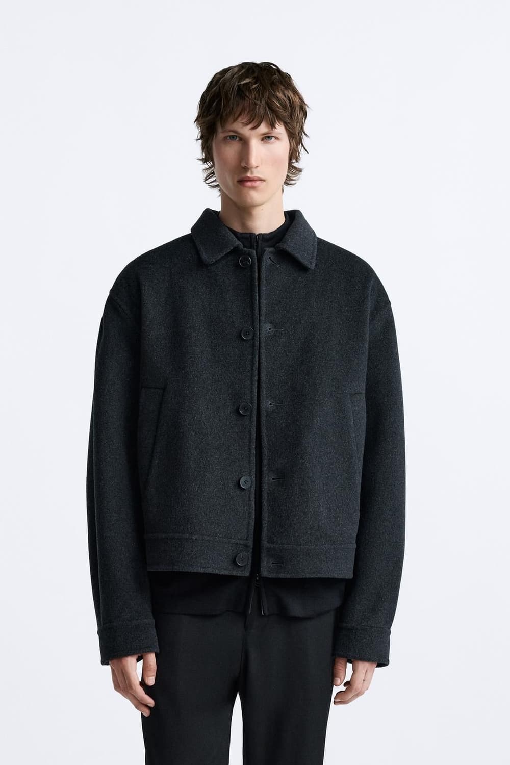 자라 Origins 100% 울 더블 페이스드 자켓 그레이 L사이즈 상품이미지5