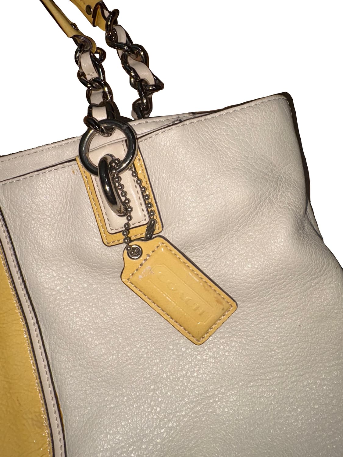 코치 크림& 옐로우 실버금장 토트백 상품이미지2