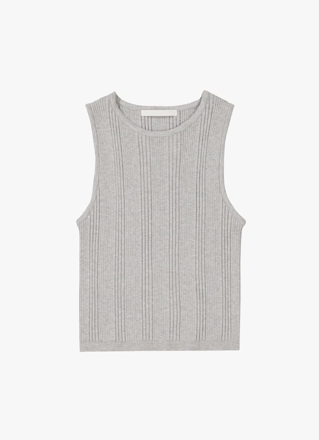 GBH 리브드 슬림 슬리브리스 탑 쿨그레이 상품이미지2