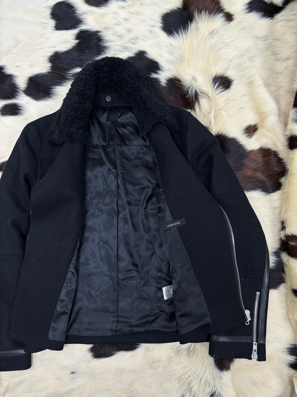 Sheep Fur Trimming Black Wool Jacket 상품이미지9