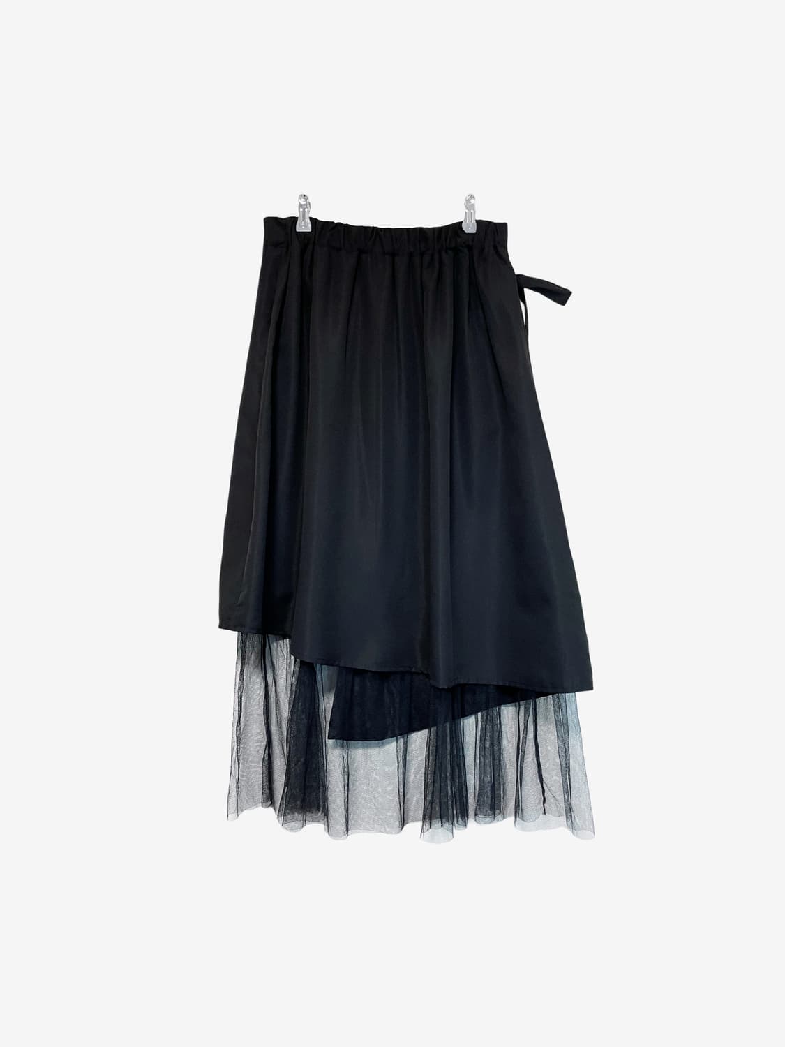 Sheer Layered Wrap Long Skirt – Black 상품이미지7