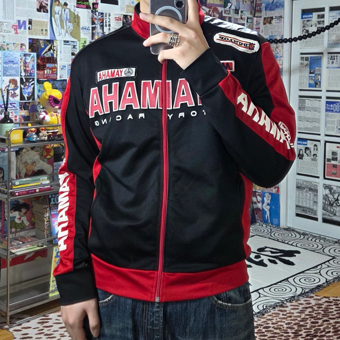 야마하 빅프린팅 레드&블랙 레이싱 져지 상품이미지1