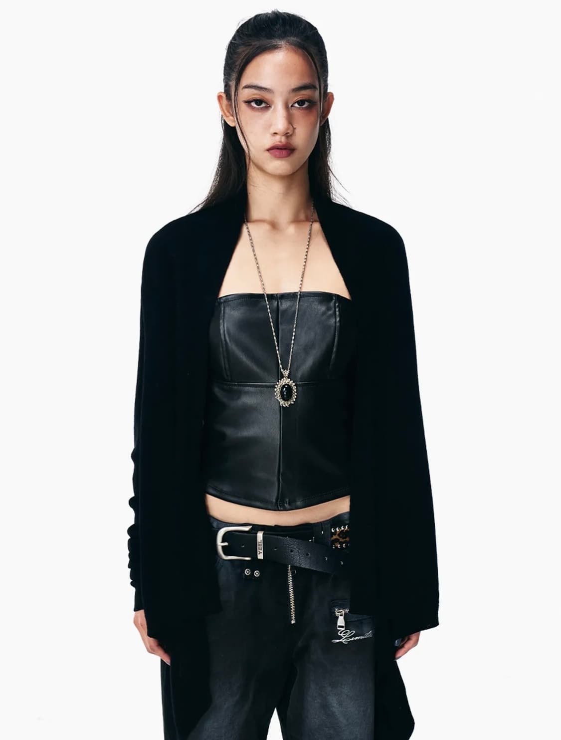 Yeel DRAPED BUTTON-DETAIL OPEN CARDIGAN 상품이미지2