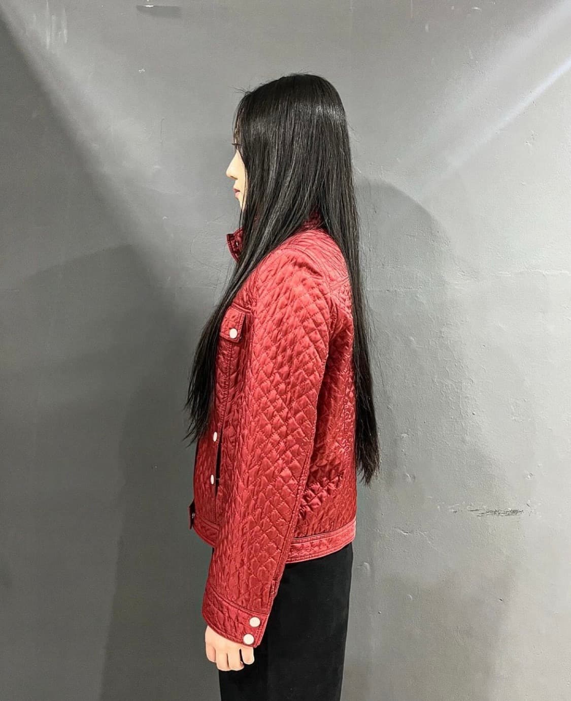 큐프라 스냅 버튼 디테일 퀼팅 블루종 타입 재킷 상품이미지3