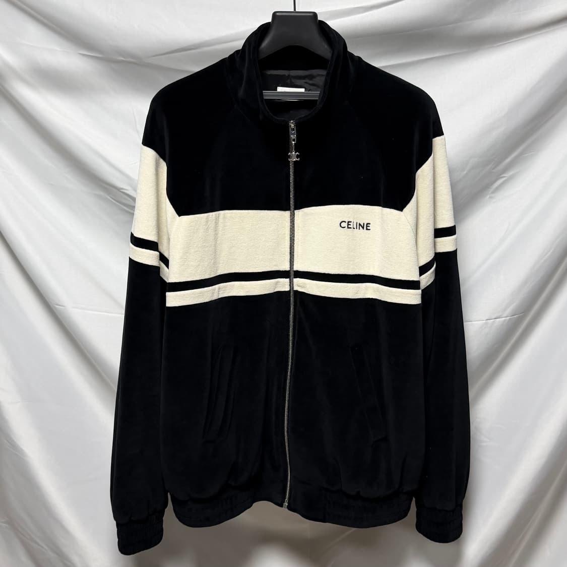 [2XL/새상품] 셀린느 로고 벨벳 트랙자켓 집업 상품이미지1