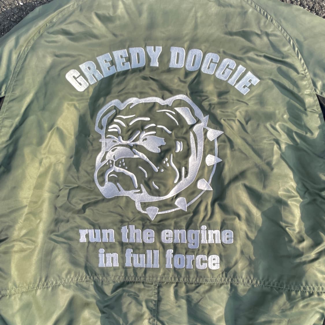 90s GREEDY 불독 올드스쿨 레이싱 봄버 자켓 항공잠바 XXL 상품이미지2