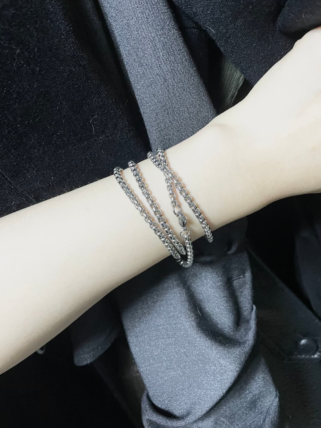 00s Chain Necklace 유니섹스기본실버체인레이어드목걸이 팔찌 상품이미지3