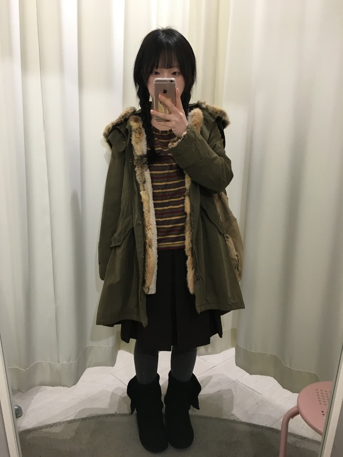 Sherpa-Lined Fur Hood Parka 상품이미지5