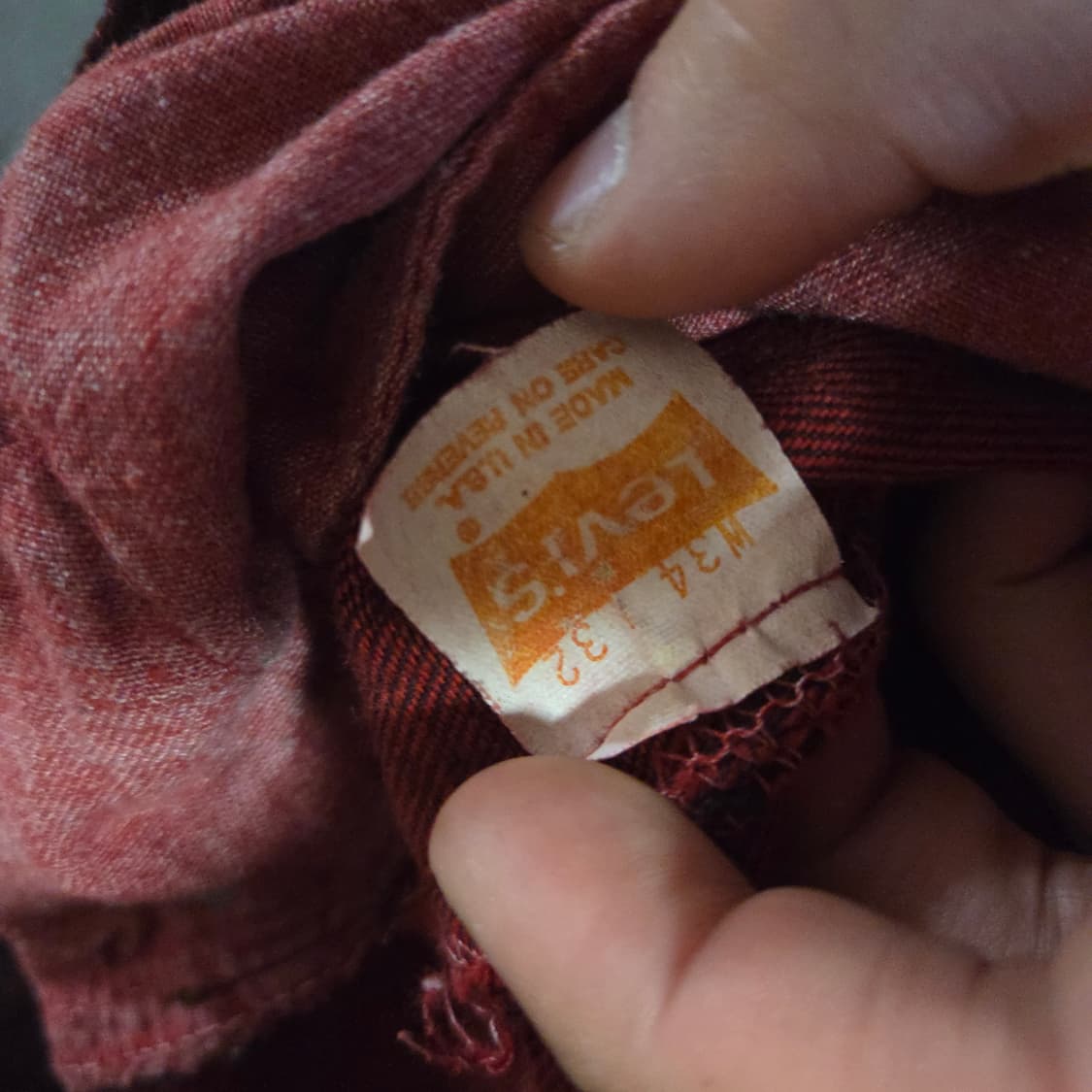 리바이스 501 버건디 레드 워싱 데님 팬츠 32 상품이미지9