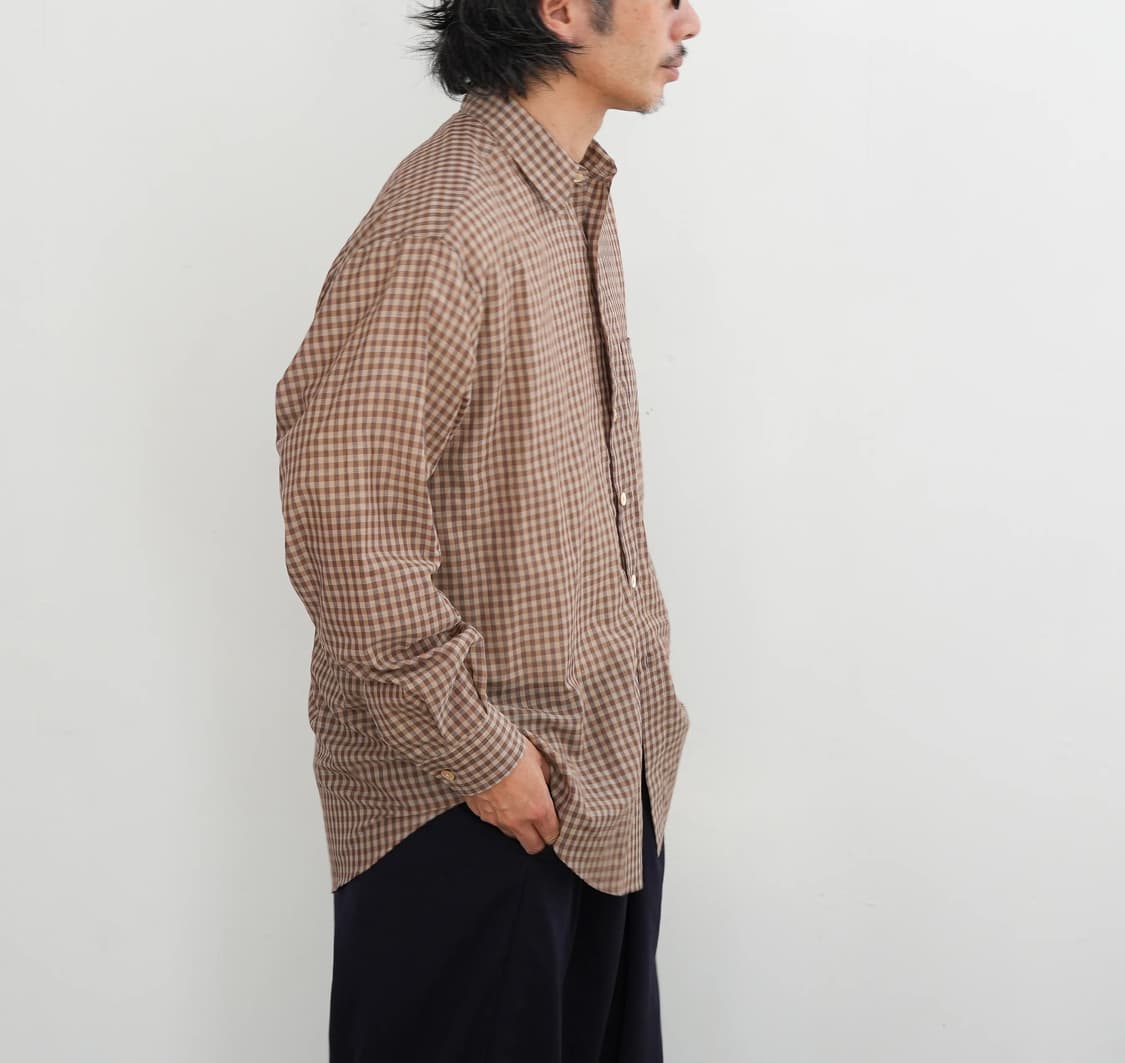 26S오라리 airy light cotton check big shirt 상품이미지1