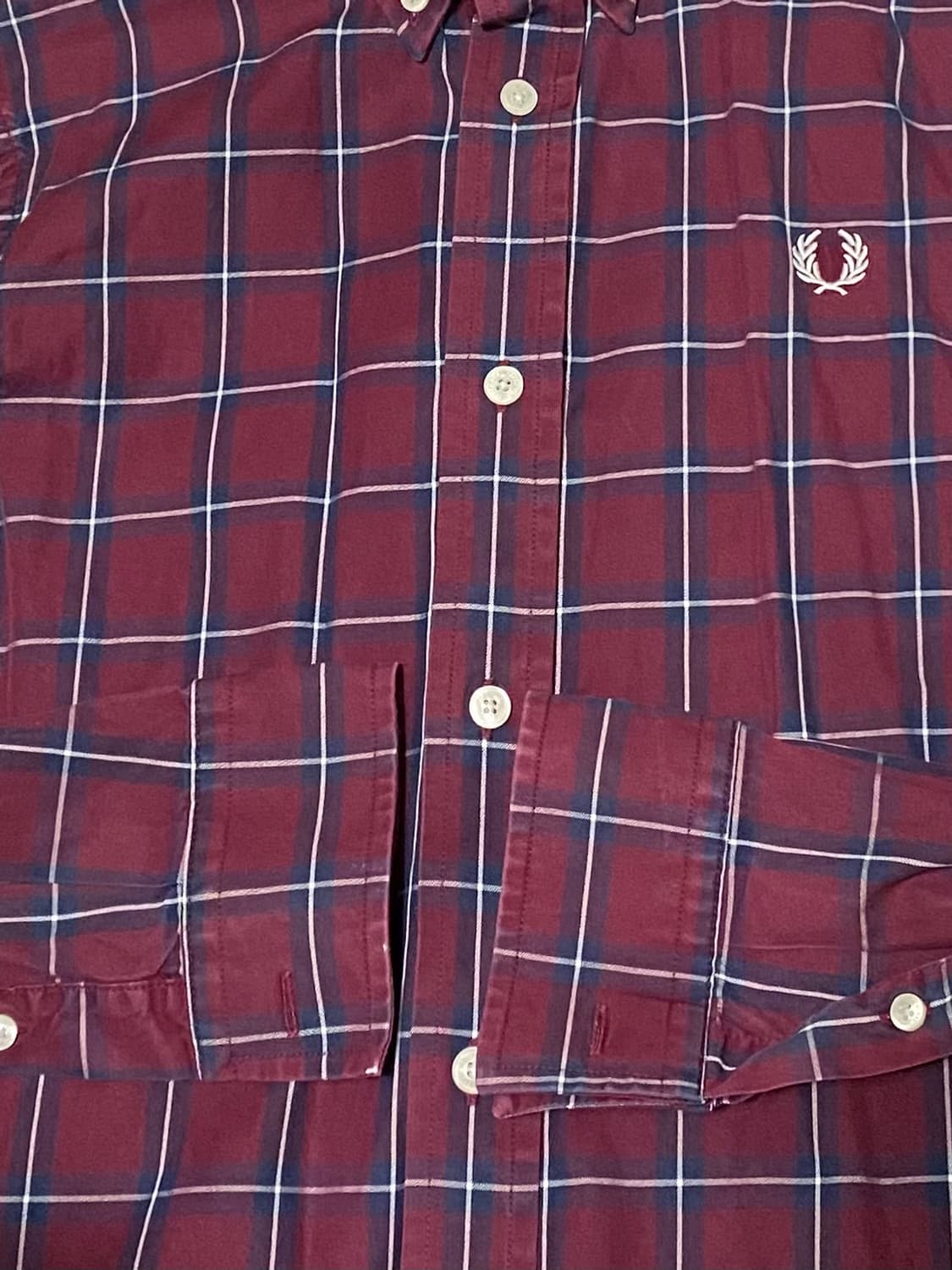 프레드페리 버건디 체크 셔츠 사이즈 95 상품이미지4