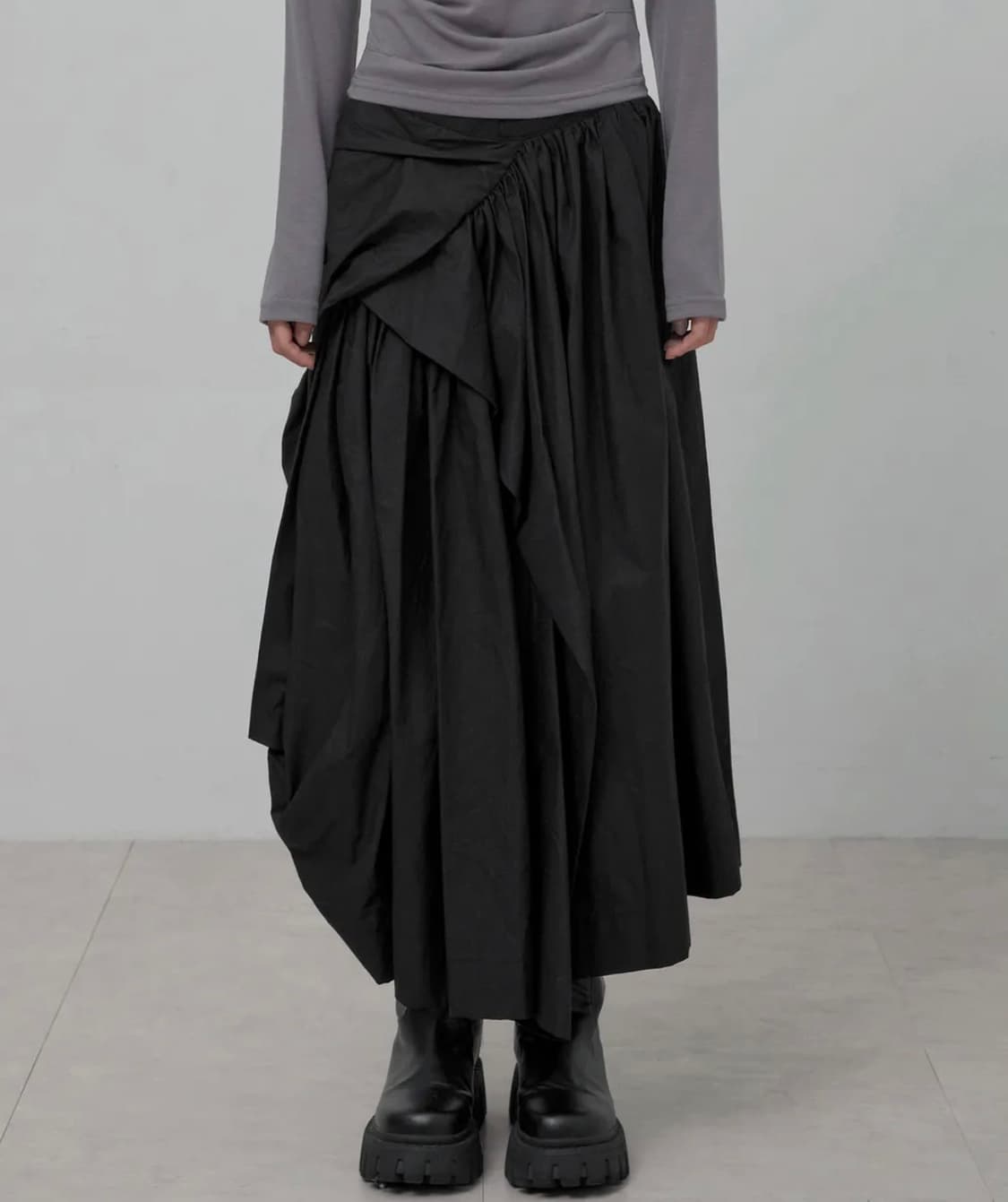 플레어업 드레이프 레이어드 롱스커트 상품이미지1