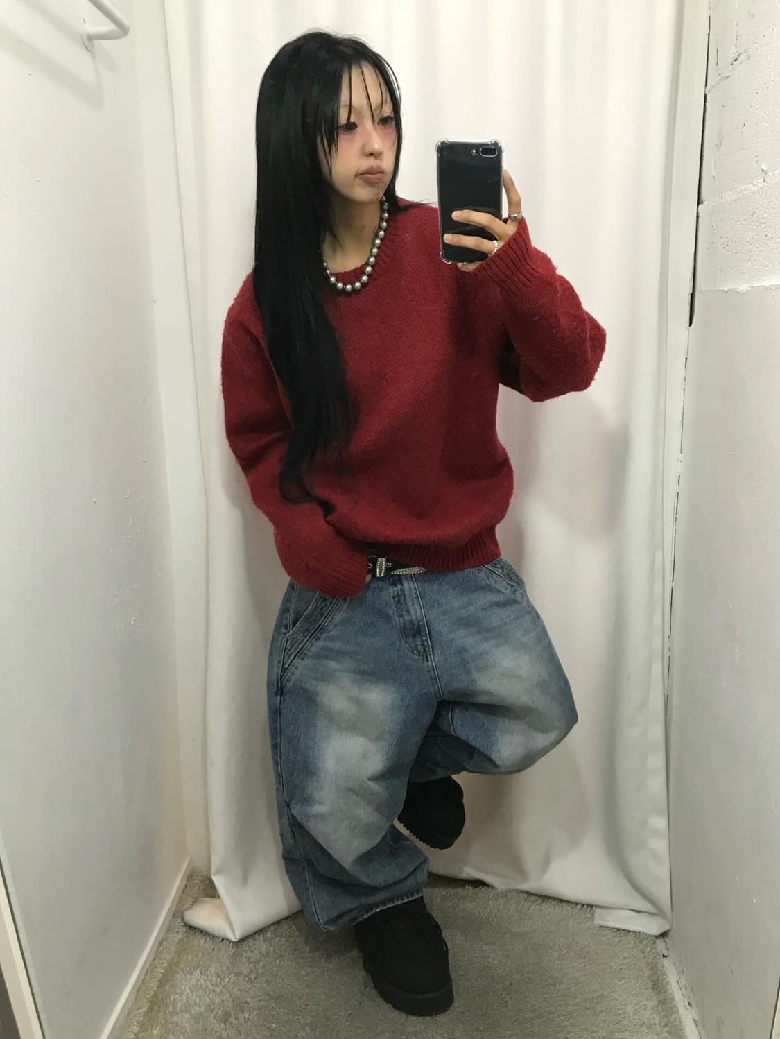 스투시 8볼 헤비 브러쉬드 모헤어 스웨터 - 레드 ( 레어 ) ♥️ 상품이미지3