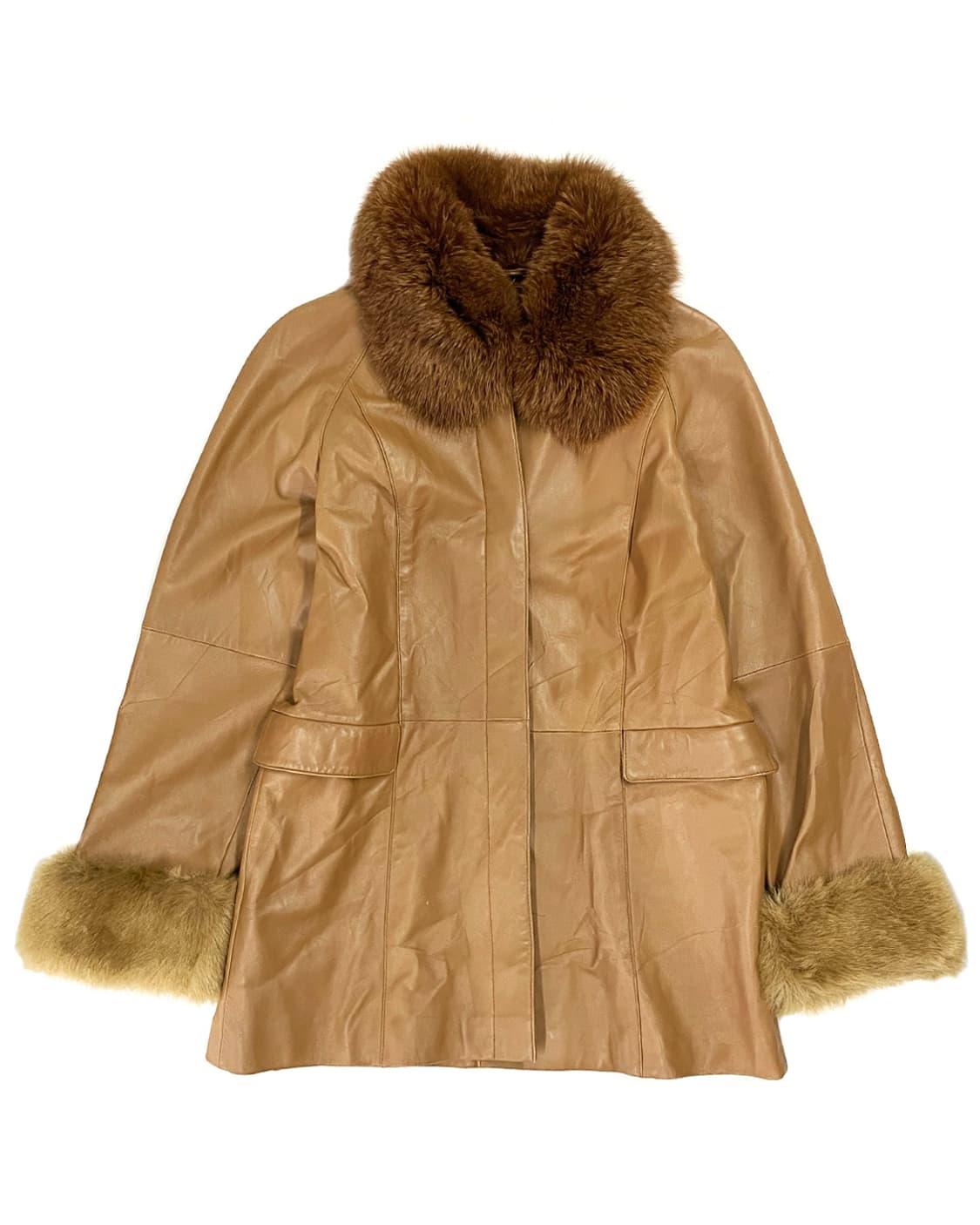 Vintage 트리밍 퍼 가죽 자켓(카라 탈부착 가능) 상품이미지1